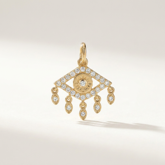 Naomi Evil Eye Floating Pendant - Yellow Gold