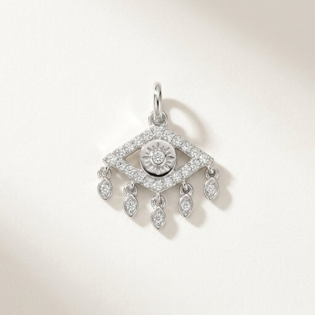 Naomi Evil Eye Floating Pendant - White Gold