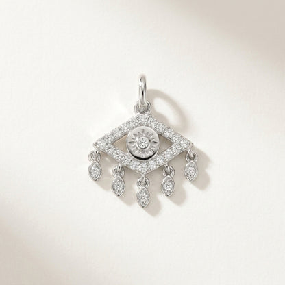 Naomi Evil Eye Floating Pendant - White Gold