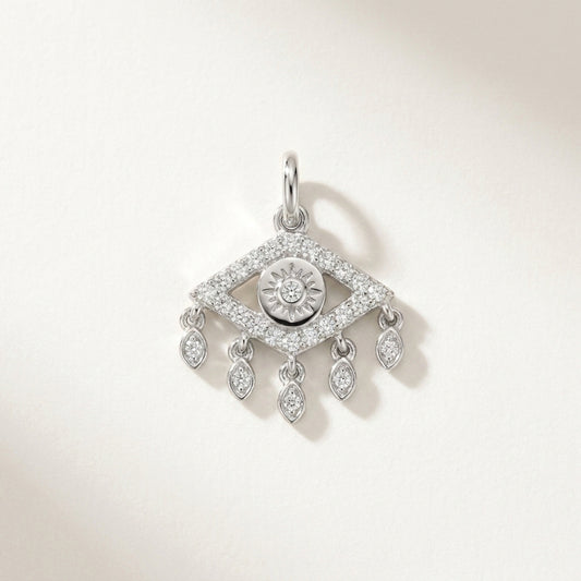 Naomi Evil Eye Floating Pendant - White Gold