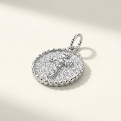Cross Diamond Medallion Pendant • 10K Solid White Gold - - Jewelry - Kartik - 8 Weeks - Everyday Faith Last Chance