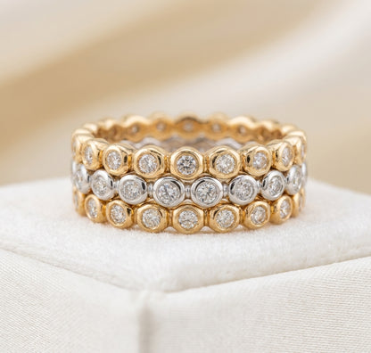 Ilana Bezel-Set Diamond Band •10K Solid White Gold