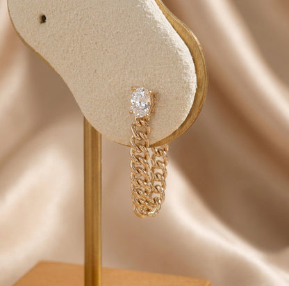 Gabi Curb Chain Diamond Earring - - Jewelry - Goldie Paris Jewelry - Earring look-1
