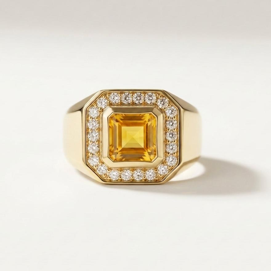 Gourmandise Signet Ring Citrine• 9K Solid Gold