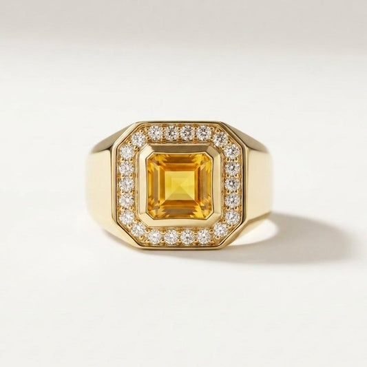 Gourmandise Signet Ring Citrine• 9K Solid Gold