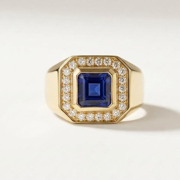 Candice Signet Ring Sapphire • 9K Solid Yellow Gold