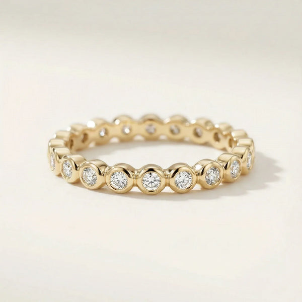 Ilana Bezel-Set Stackable Diamond Band • 10K Solid Yellow Gold