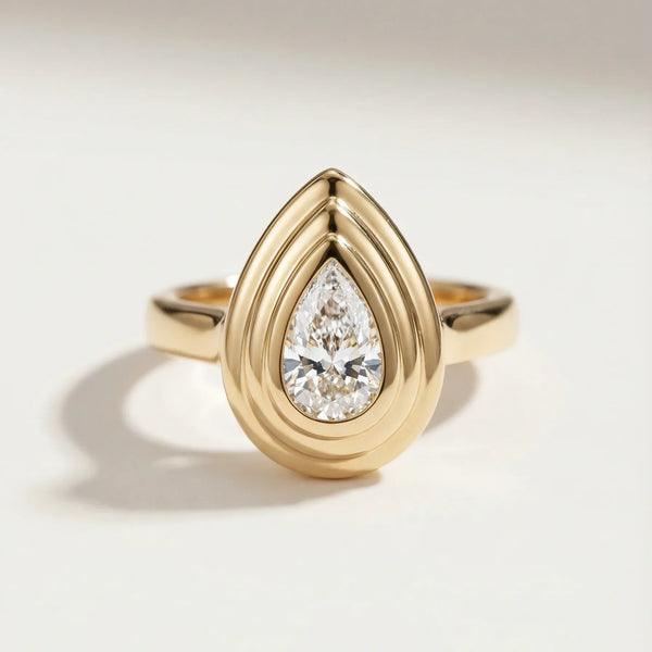 Jaime Pear Diamond Ring • 10K Solid Yellow Gold