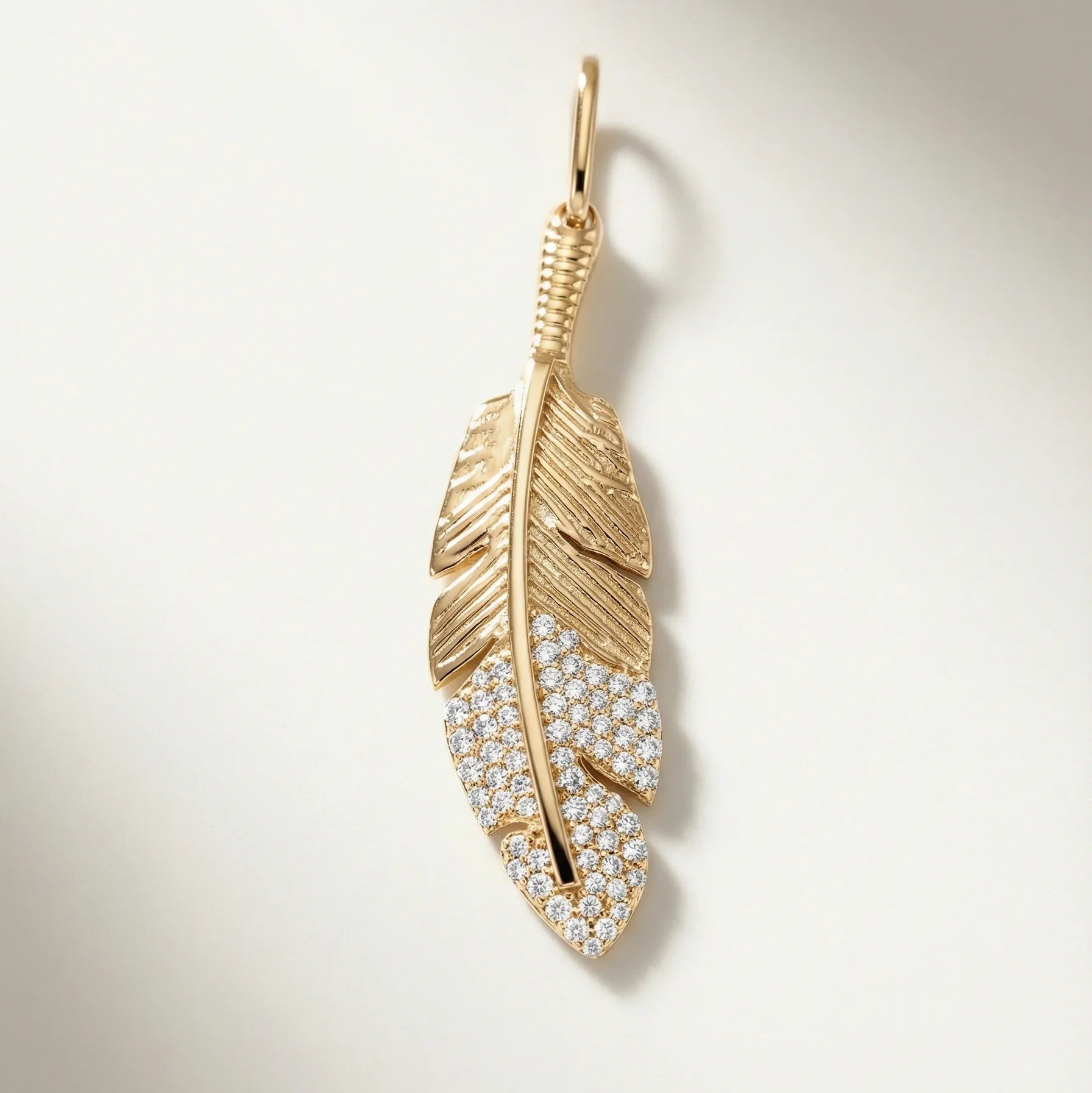 Diamond Feather Pendant - Goldie Paris Jewellery