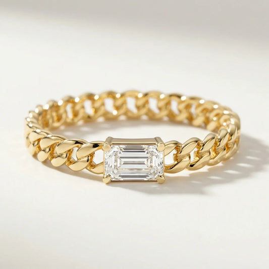 Nina Curb chain Link Diamond Ring - Goldie Paris Jewellery