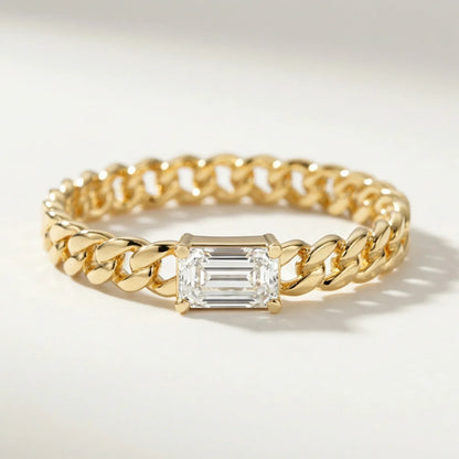 Nina Curb chain Link Diamond Ring - Goldie Paris Jewellery
