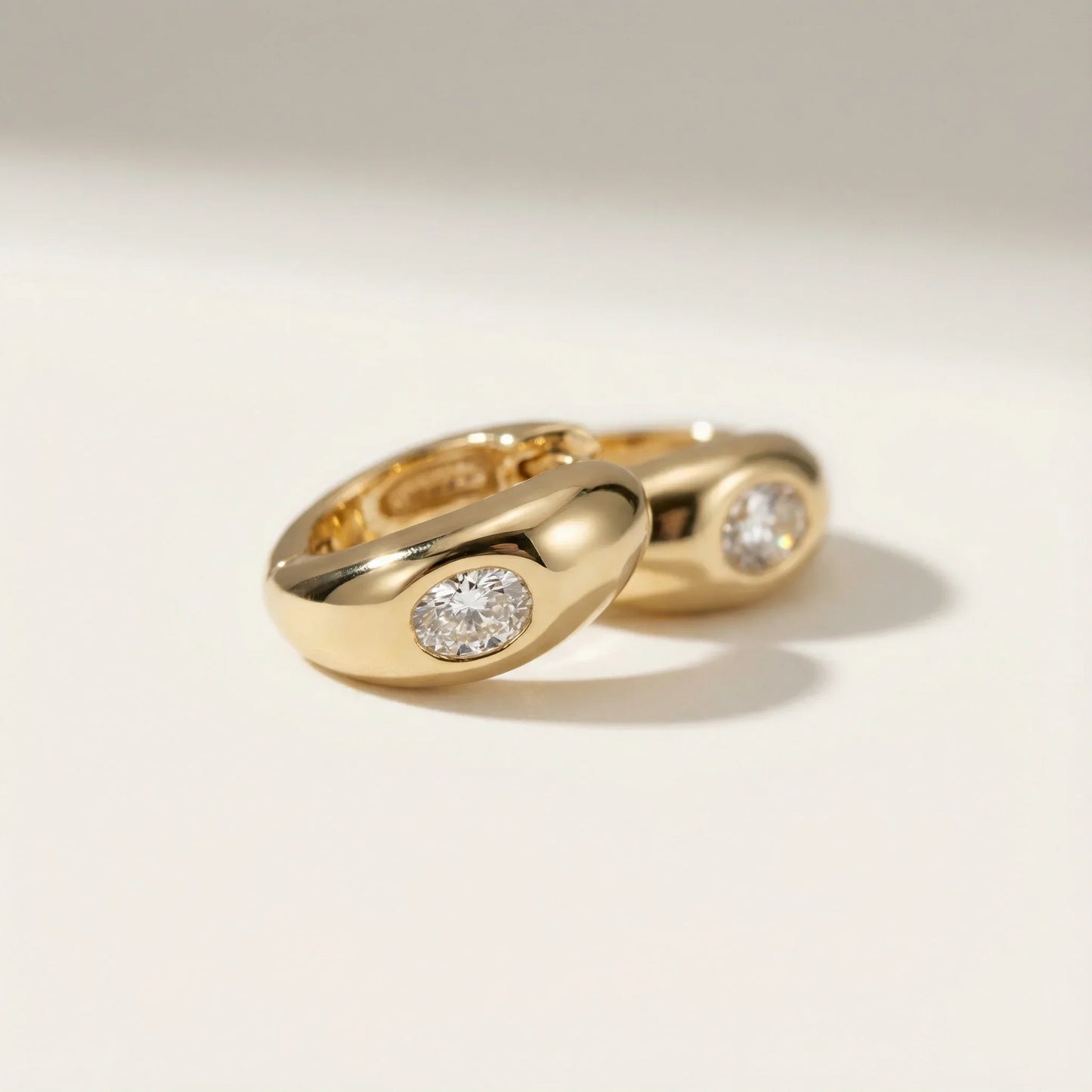 Cloud Huggie Hoop with Diamond - Pair - Goldie Paris Jewellery