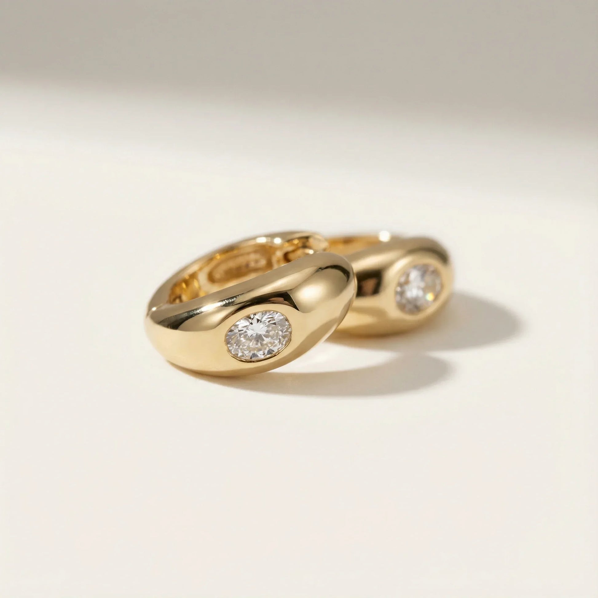 Cloud Huggie Hoop with Diamond - Pair - Goldie Paris Jewellery