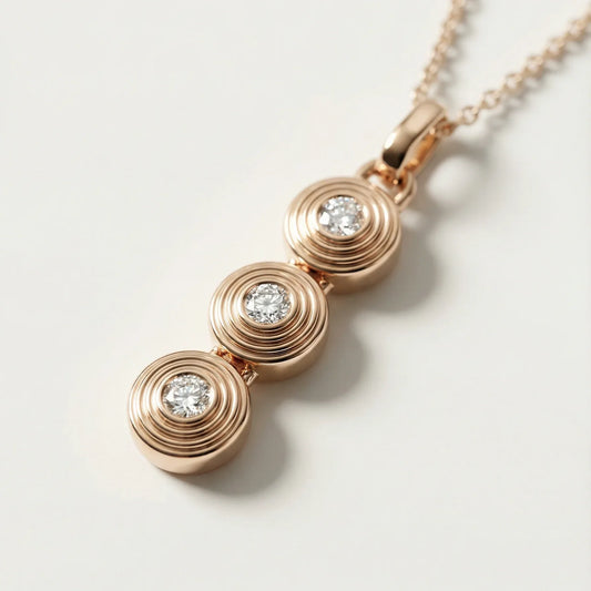 Eliza 3 diamonds fluted pendant - Goldie Paris Jewellery