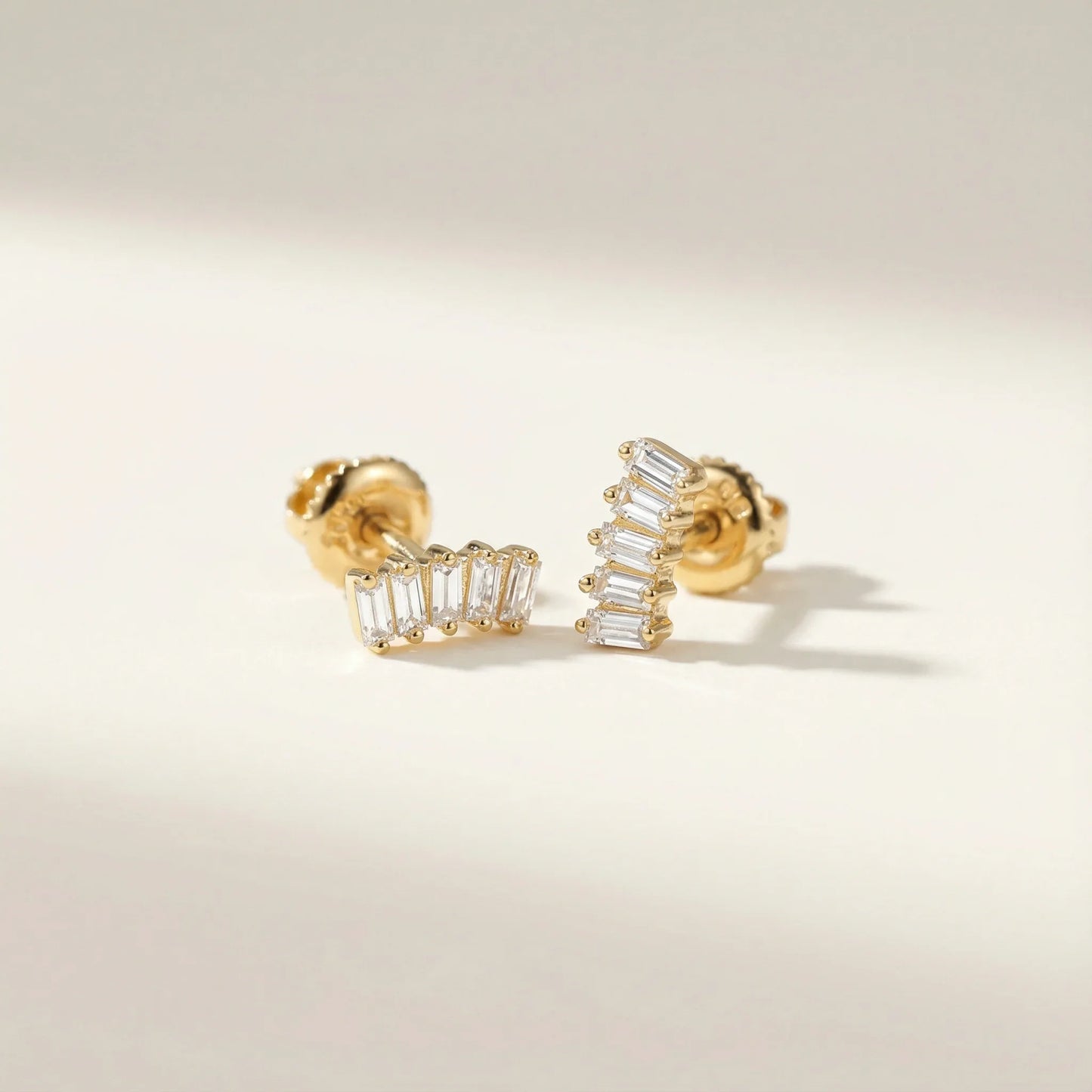5 Diamonds Baguette Cluster Stud Earrings - Goldie Paris Jewellery