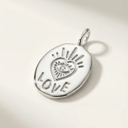 Love Pendant Oval Medallion with diamond - Goldie Paris Jewellery