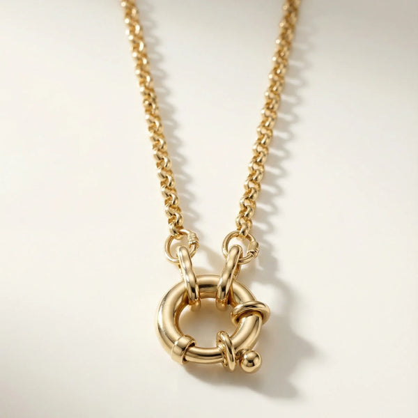 Belcher Chain Necklace with Italian Bolt Clasp • 9K Solid Yellow Gold