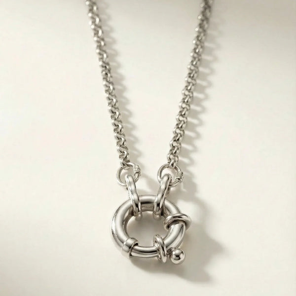 Belcher Chain Necklace with Italian Bolt Clasp • 9K Solid White Gold