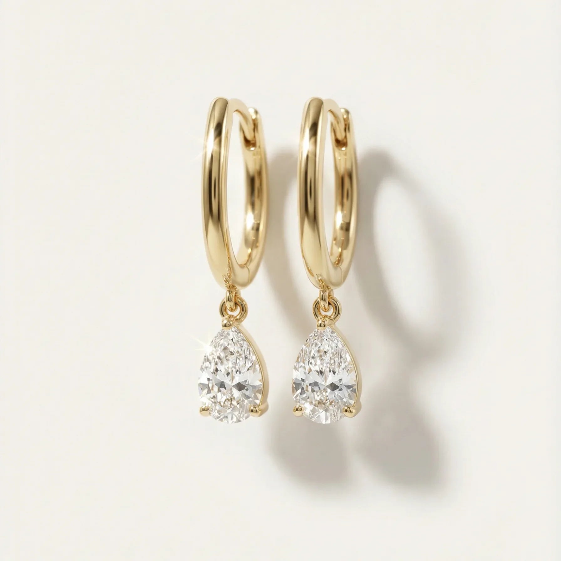 Gold Hoop with Pear Drop - Pair - Goldie Paris Jewellery