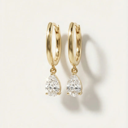 Gold Hoop with Pear Drop - Pair - Goldie Paris Jewellery