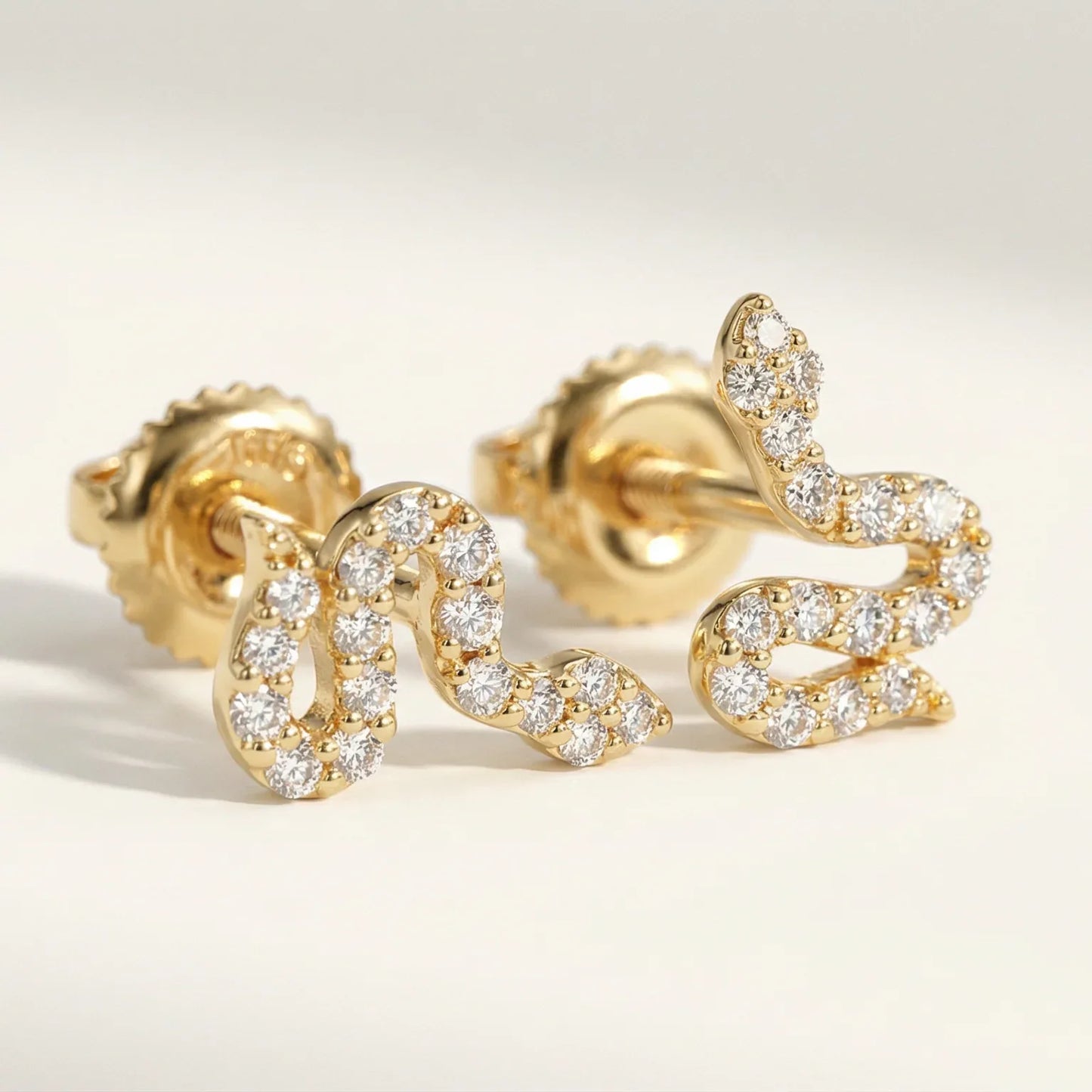Diamonds Pavé Snake Stud Earrings - Goldie Paris Jewellery
