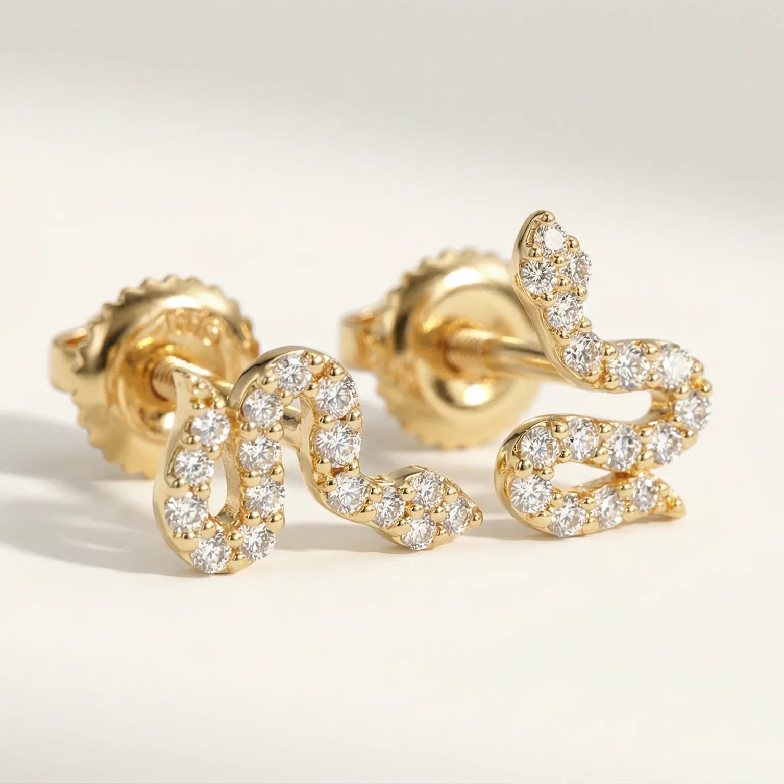 Diamonds Pavé Snake Stud Earrings - Goldie Paris Jewellery