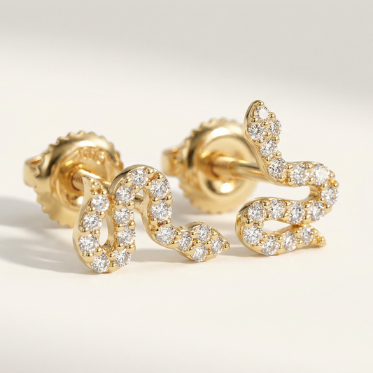Diamonds Pavé Snake Stud Earrings
