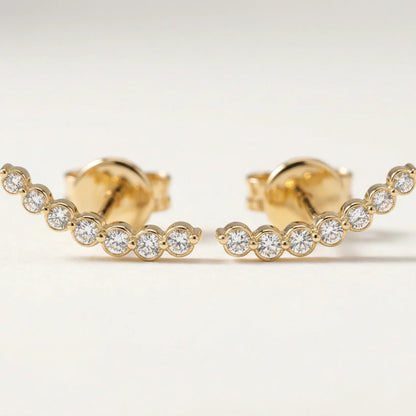 All Diamonds Ear Climber Stud Earring - Goldie Paris Jewellery