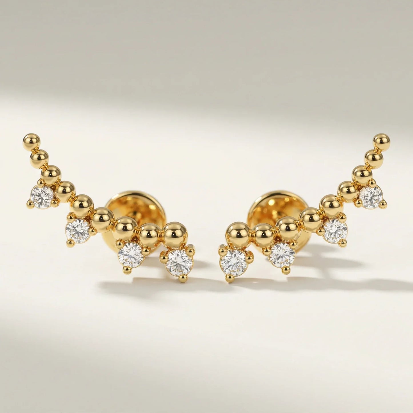 4 Diamonds Ear Climber Stud Earrings - Goldie Paris Jewellery