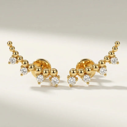 4 Diamonds Ear Climber Stud Earrings - Goldie Paris Jewellery