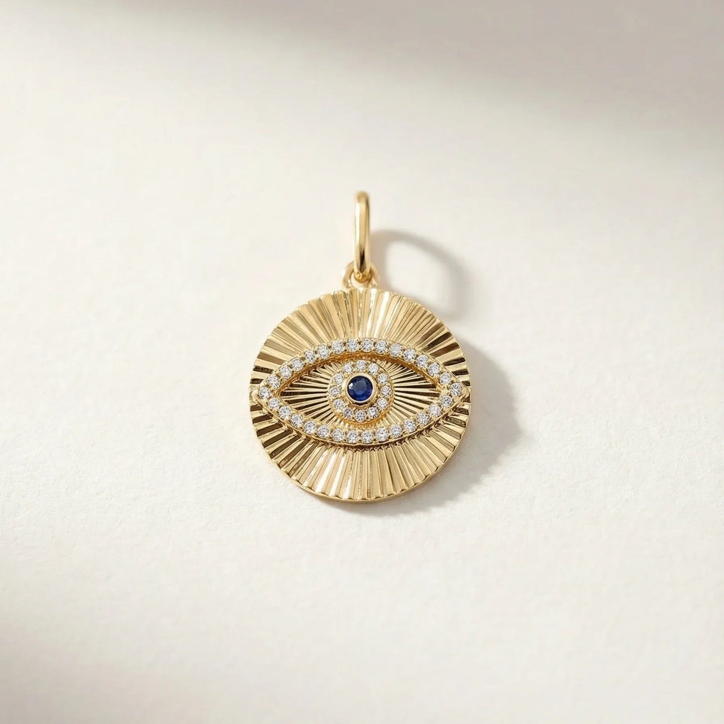 Evil Eye Fluted Medallion Pendant - Goldie Paris Jewellery