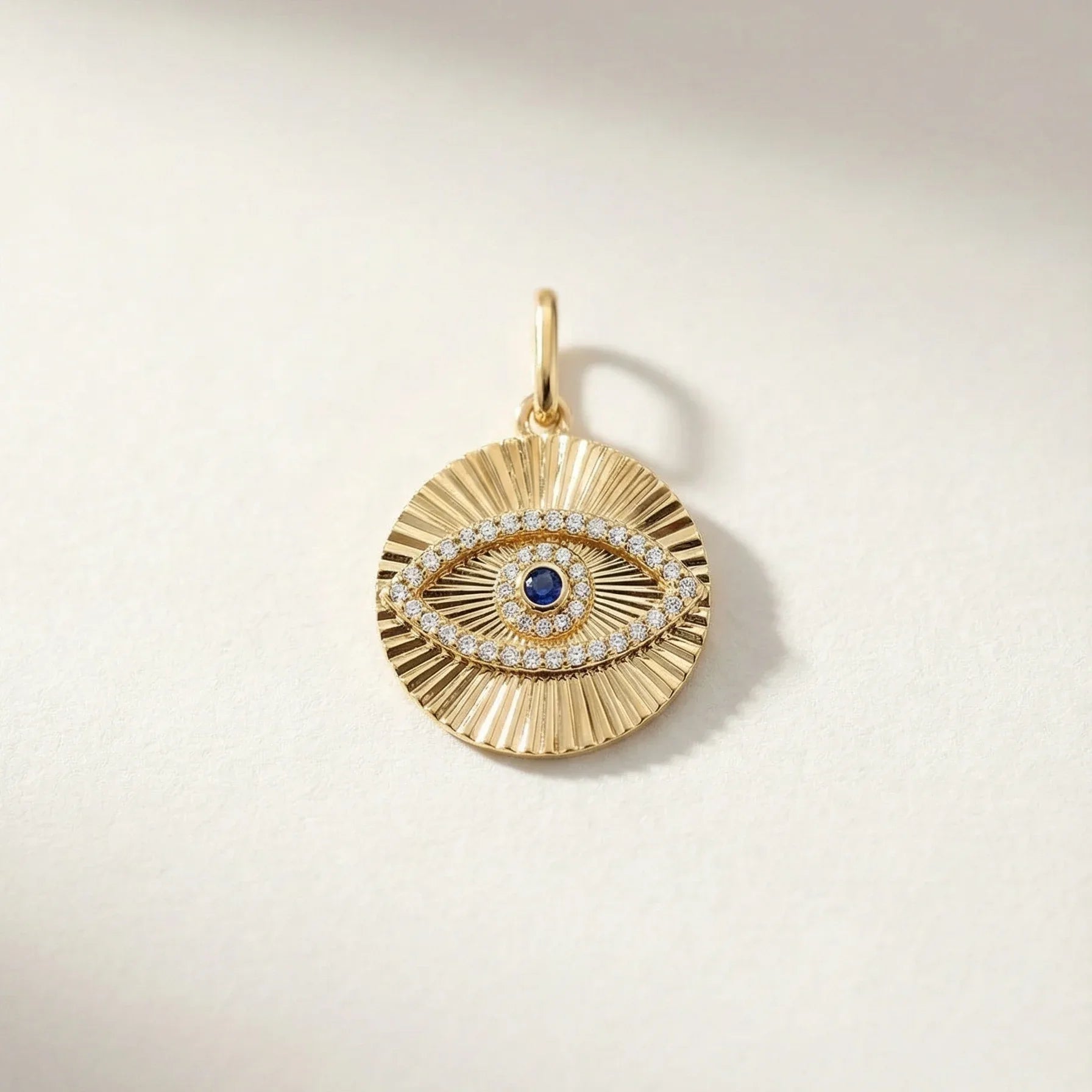 Evil Eye Fluted Medallion Pendant - Goldie Paris Jewellery