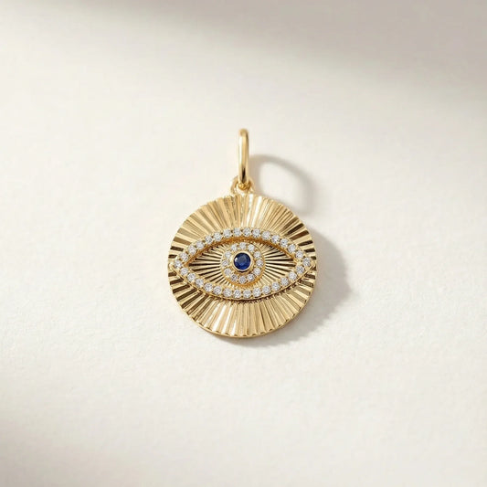 Evil Eye Fluted Medallion Pendant - Goldie Paris Jewellery