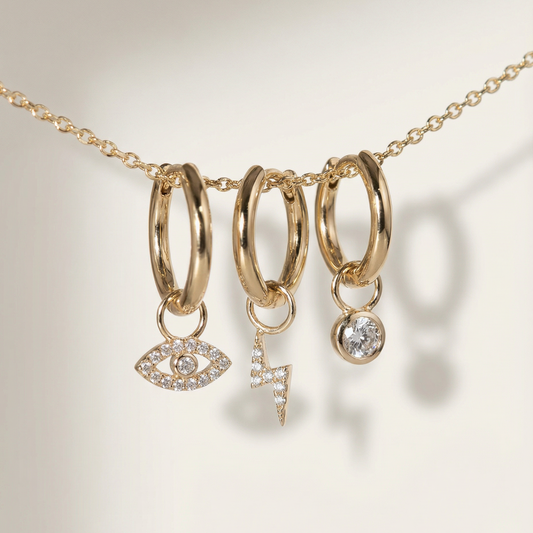 Charm hoops - Lightening, Diamond or Evil Eye