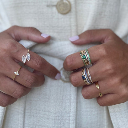"Julie" Statement Double Leaf Diamond Ring - Goldie Paris Jewellery