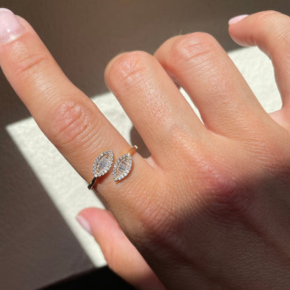 "Julie" Statement Double Leaf Diamond Ring - Goldie Paris Jewellery