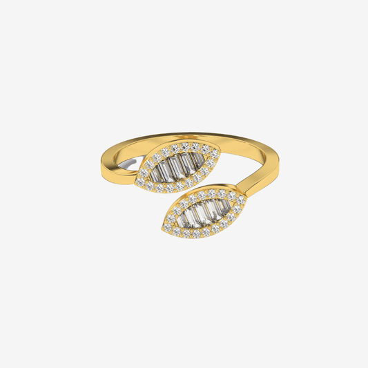 "Julie" Statement Double Leaf Diamond Ring - Goldie Paris Jewellery