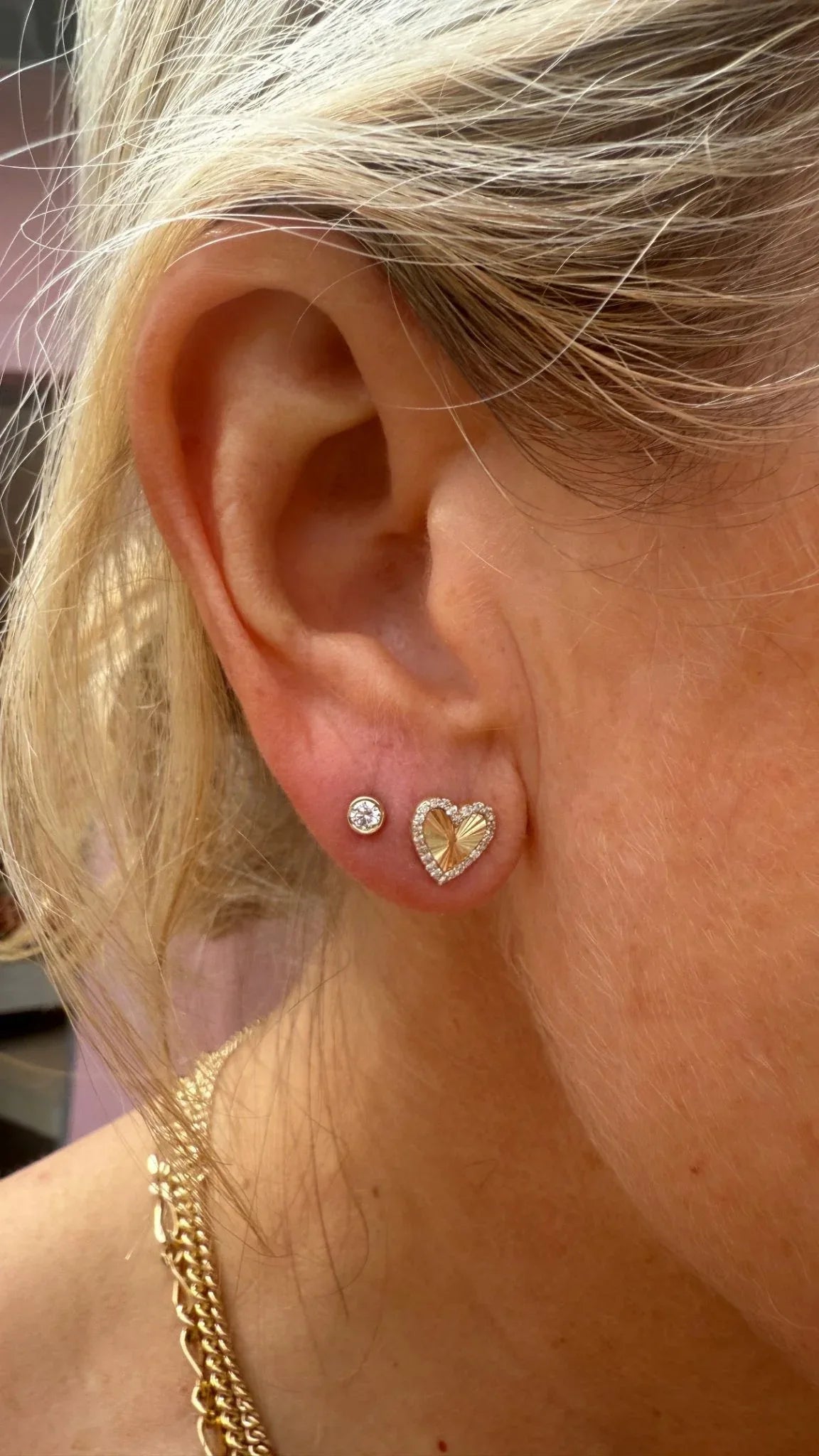 Laura Heart Fluted Diamond Earrings Pair - Goldie Paris Jewellery