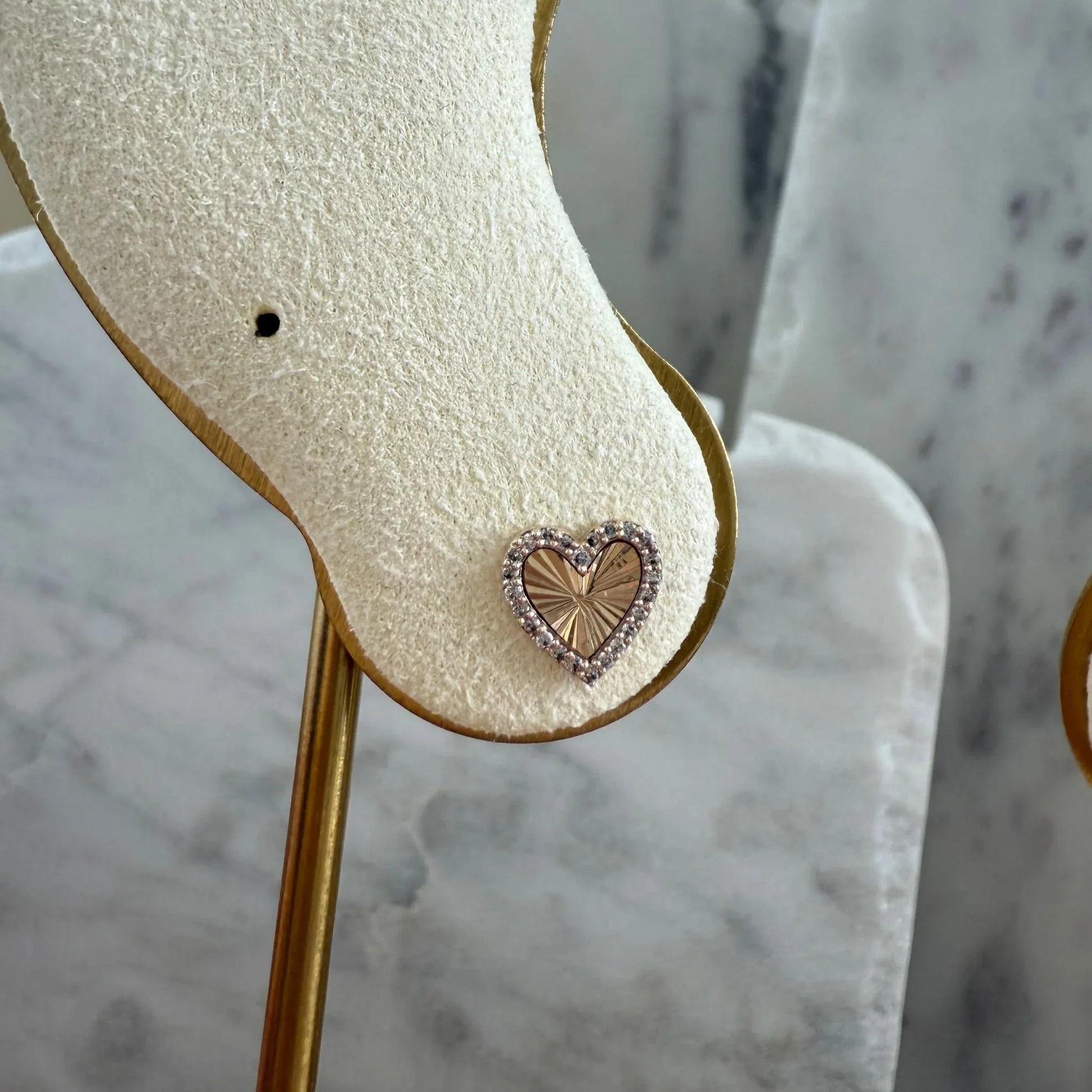 Laura Heart Fluted Diamond Earrings Pair - Goldie Paris Jewellery