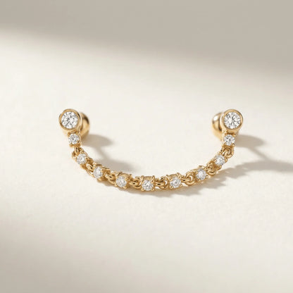 Liana stud chains diamonds Earring - Goldie Paris Jewellery