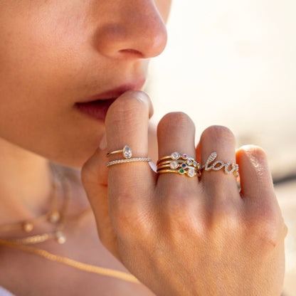 "Love" Pavé Diamond Ring - Goldie Paris Jewellery