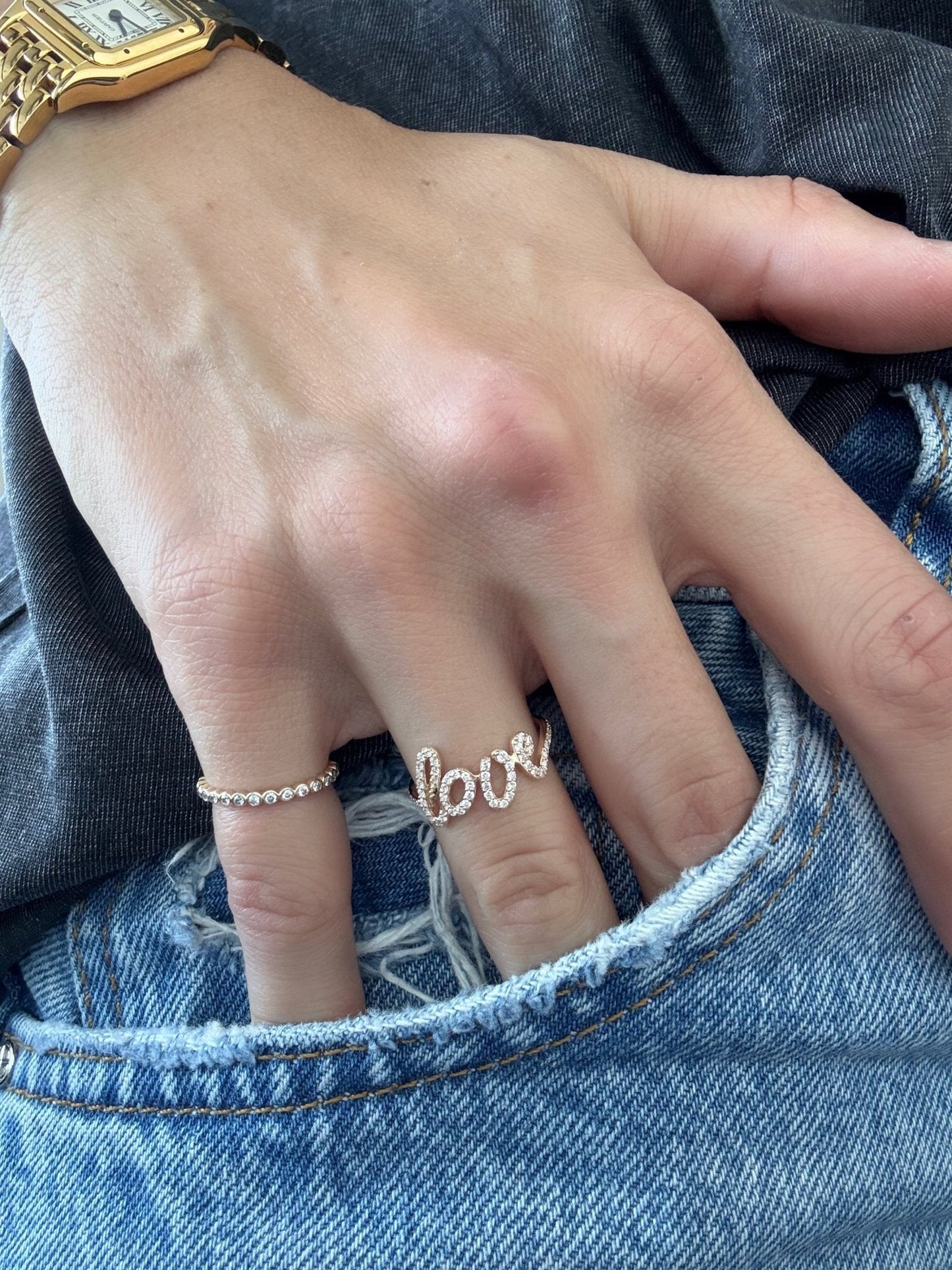 "Love" Pavé Diamond Ring - Goldie Paris Jewellery