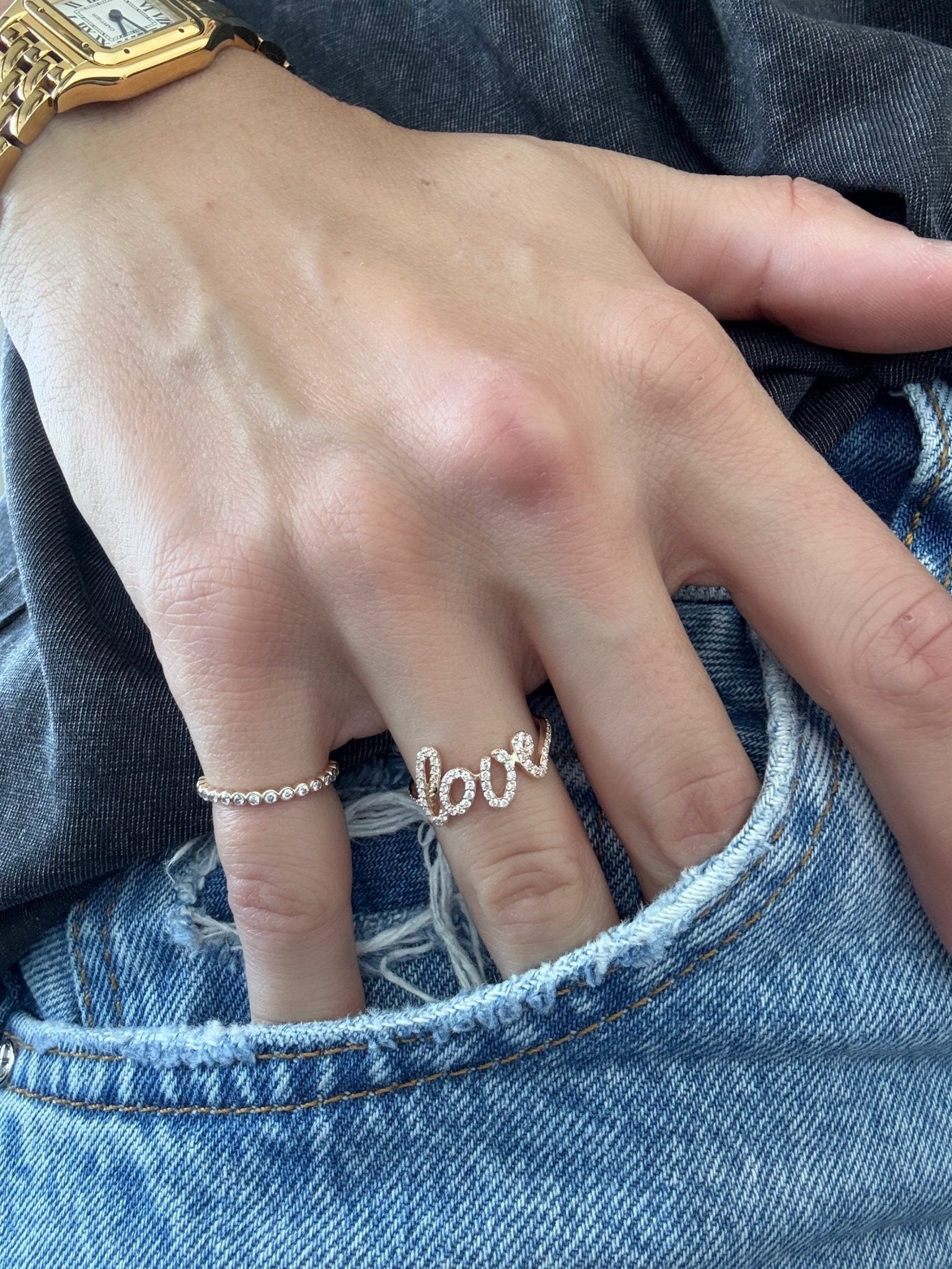 "Love" Pavé Diamond Ring - Goldie Paris Jewellery