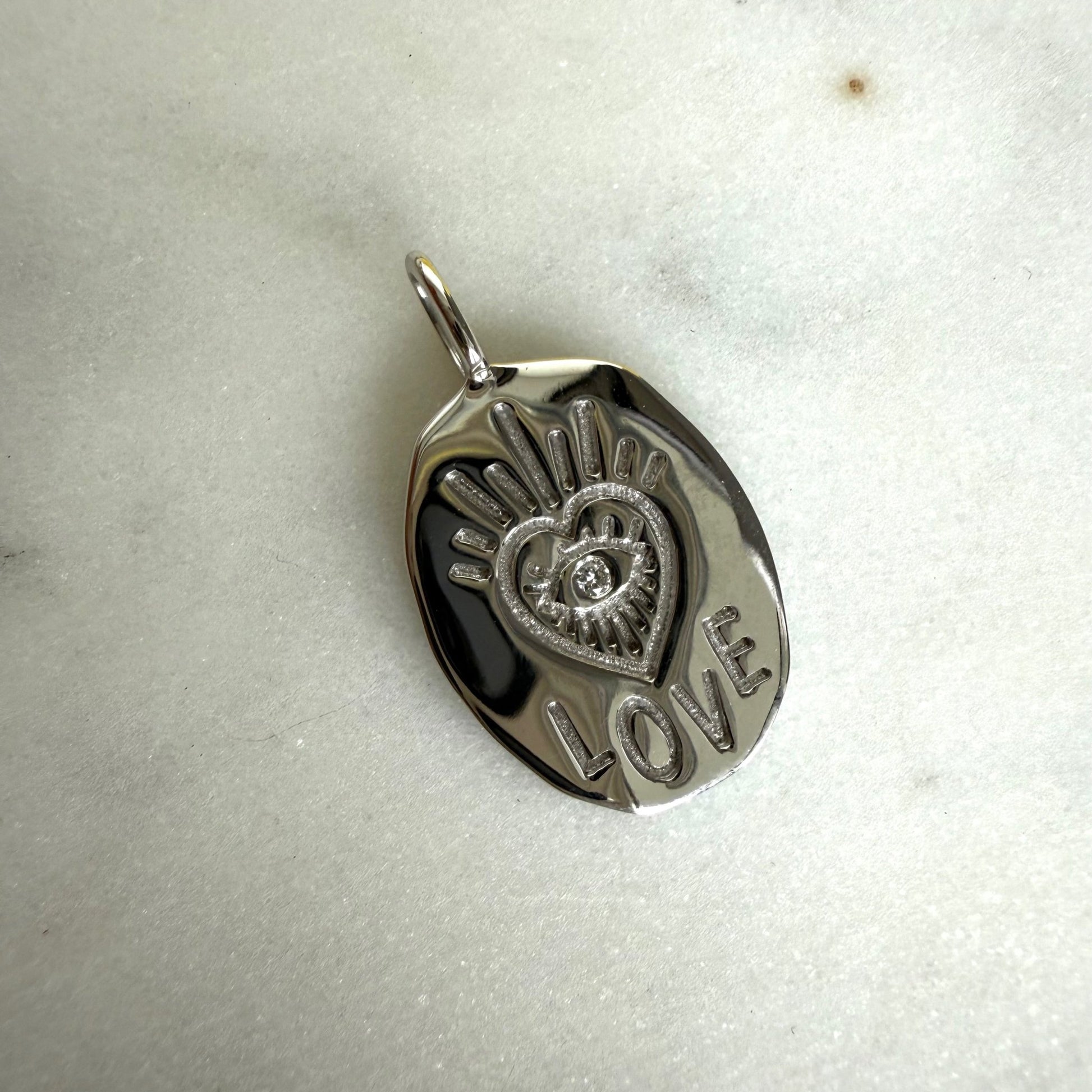 Love Pendant Oval Medallion with diamond - Goldie Paris Jewellery