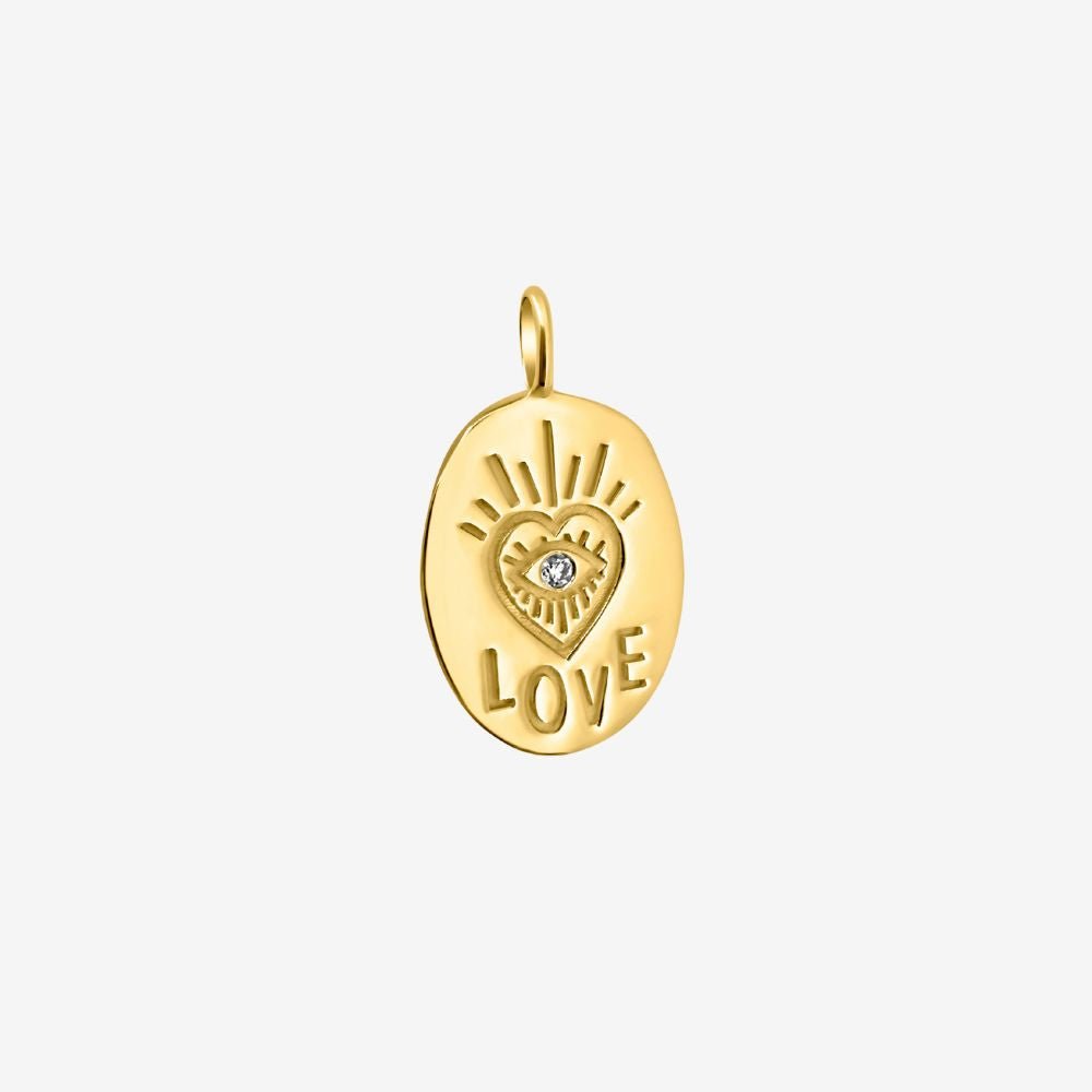Love Pendant Oval Medallion with diamond - Goldie Paris Jewellery
