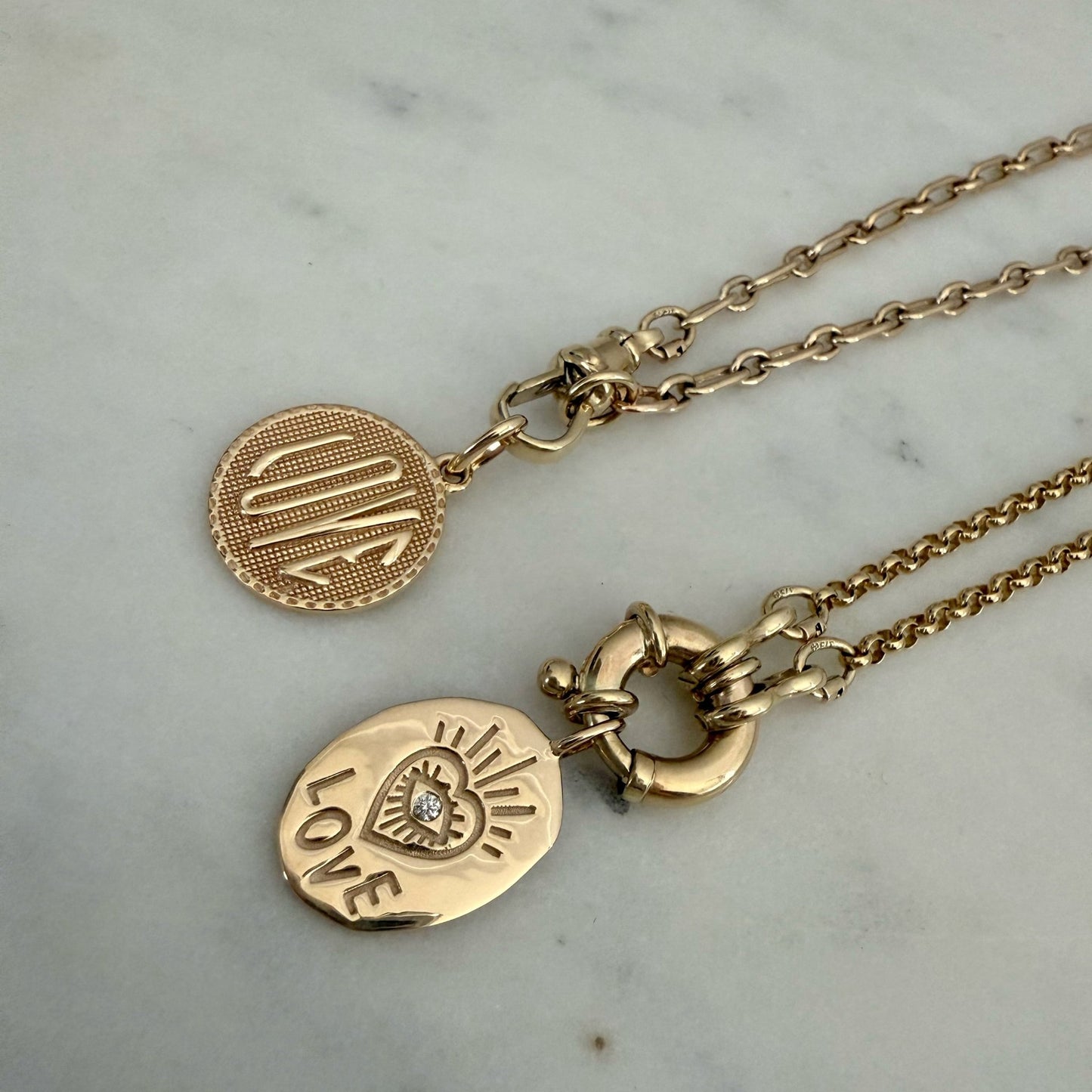Love Pendant Oval Medallion with diamond - Goldie Paris Jewellery