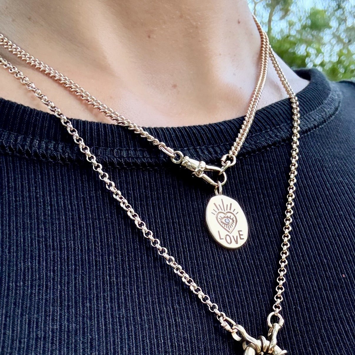 Love Pendant Oval Medallion with diamond - Goldie Paris Jewellery