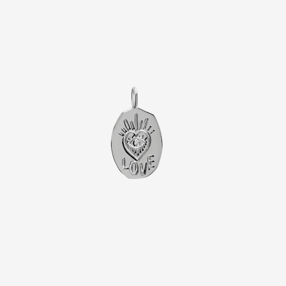 Love Pendant Oval Medallion with diamond - Goldie Paris Jewellery