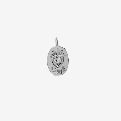 Love Pendant Oval Medallion with diamond - Goldie Paris Jewellery