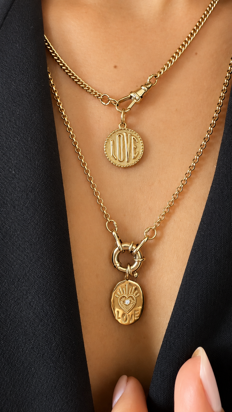 Love Oval Diamond Medallion Pendant • 10K Solid Yellow Gold - - Jewelry - Goldie Paris Jewelry - Moms Pendant